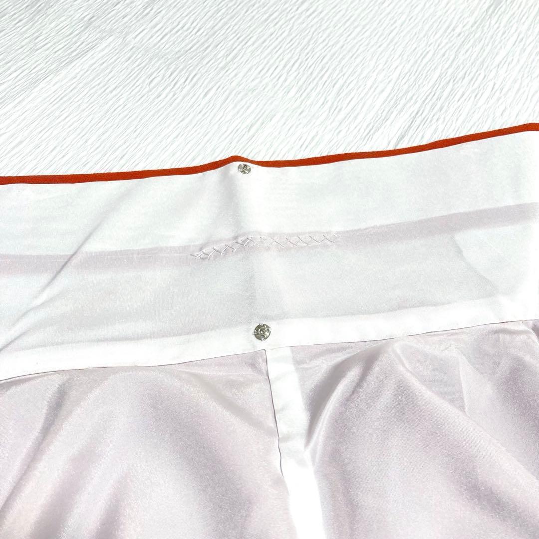 【良品✨】東レシルック　洗える着物　色無地　黄みの赤色　紋付　手縫い仕立て　D1