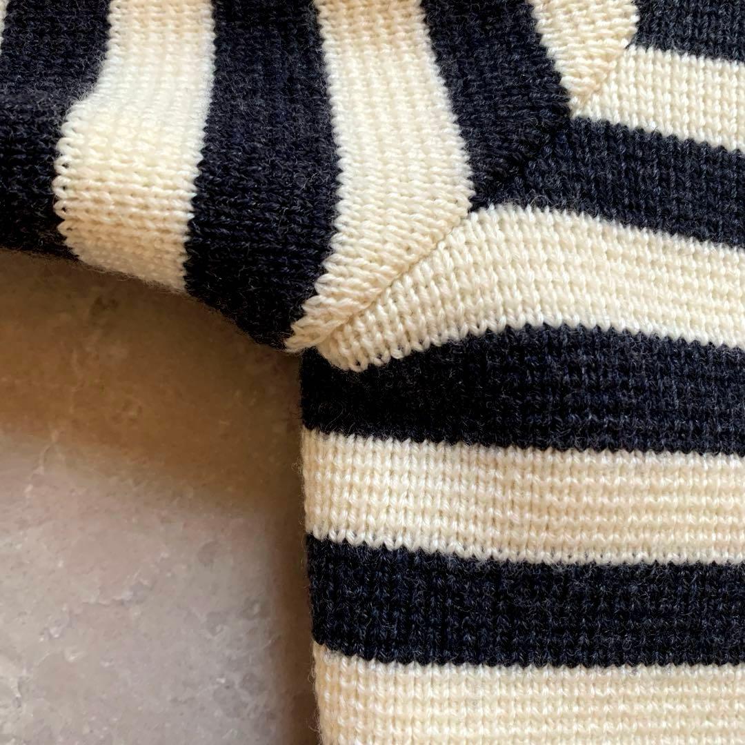 【美品】Rene ルネ ニットジャケット　ボーダー　ネイビー　銀ボタン　38