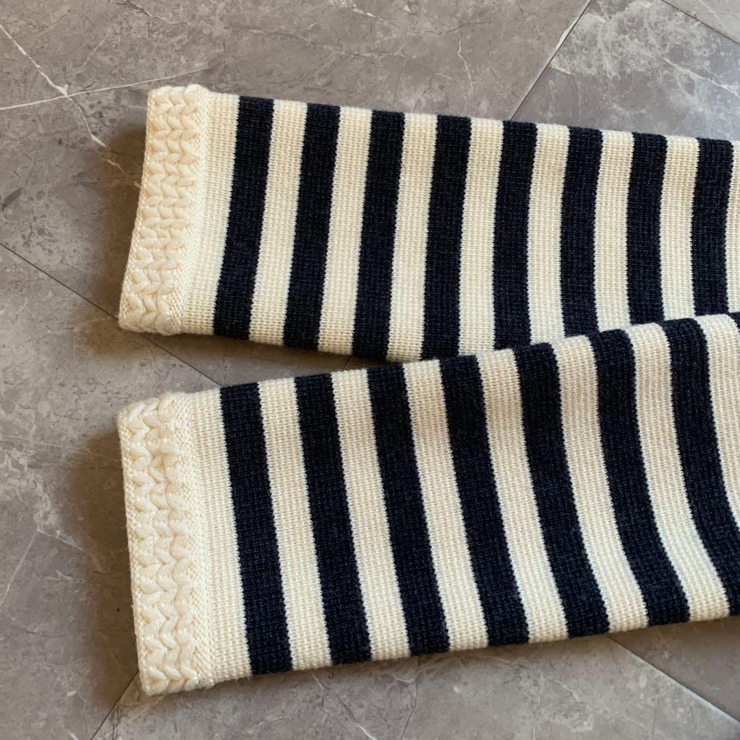 【美品】Rene ルネ ニットジャケット　ボーダー　ネイビー　銀ボタン　38