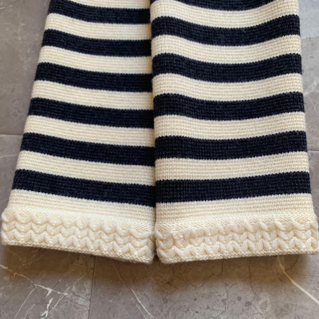 【美品】Rene ルネ ニットジャケット　ボーダー　ネイビー　銀ボタン　38