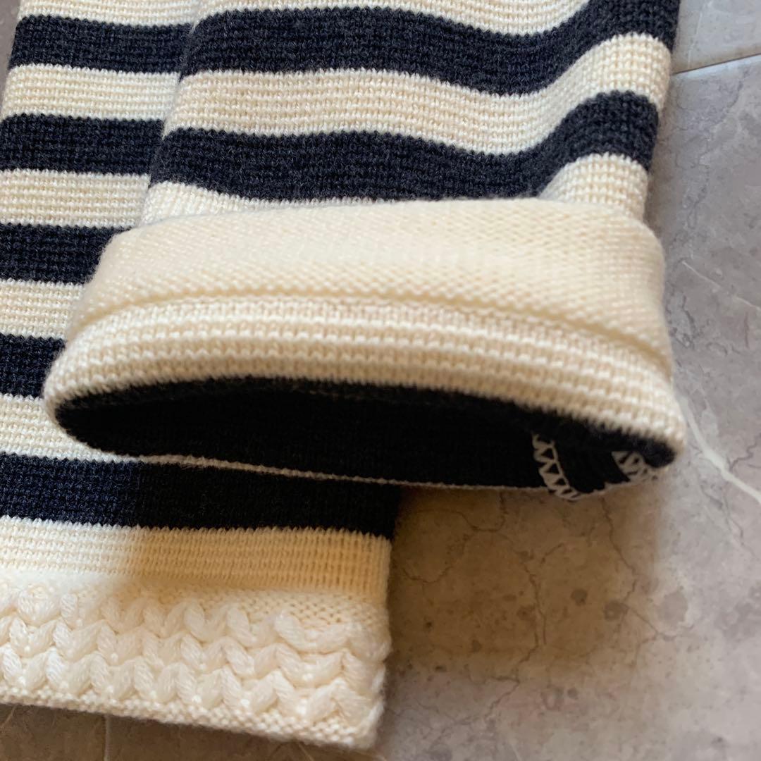 【美品】Rene ルネ ニットジャケット　ボーダー　ネイビー　銀ボタン　38