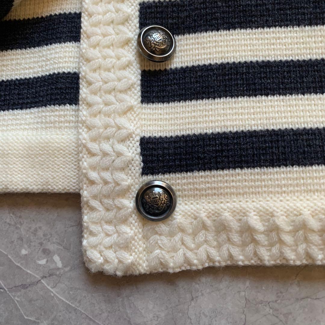 【美品】Rene ルネ ニットジャケット　ボーダー　ネイビー　銀ボタン　38