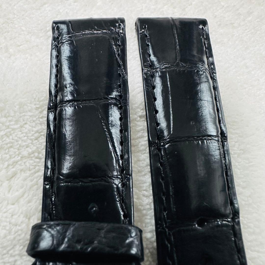 7251#20mm-18mmブラック★本物クロコダイル腕時計用ベルト