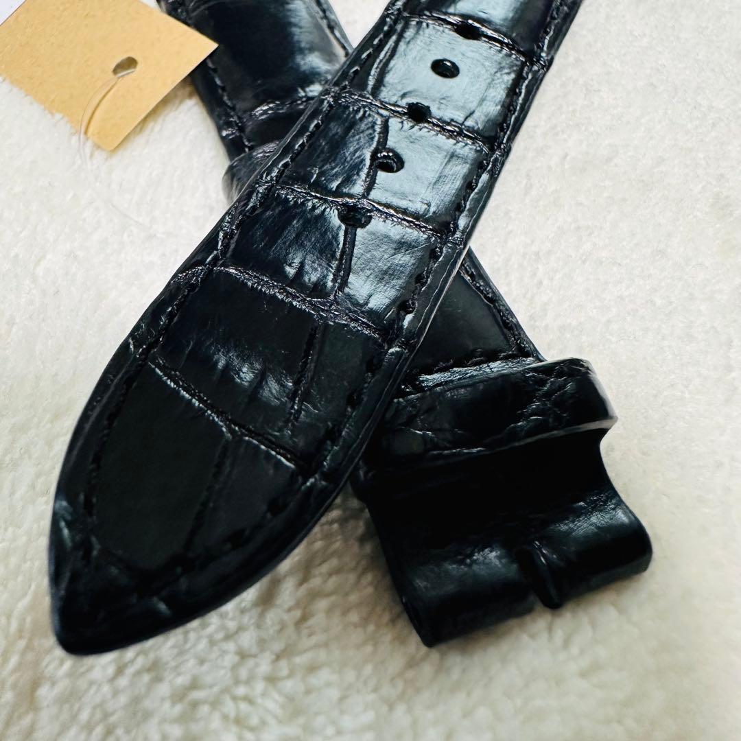 7251#20mm-18mmブラック★本物クロコダイル腕時計用ベルト