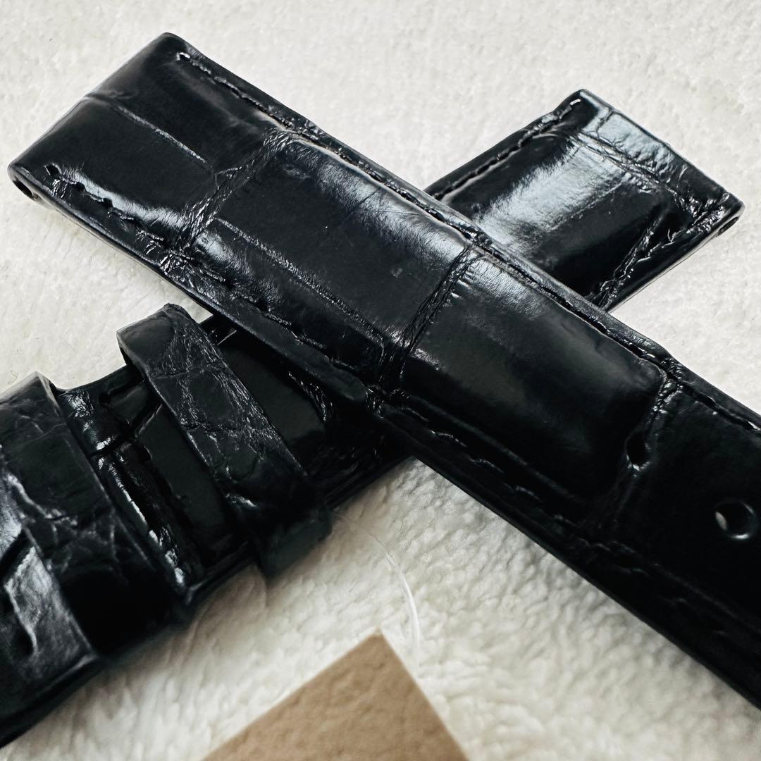 7251#20mm-18mmブラック★本物クロコダイル腕時計用ベルト