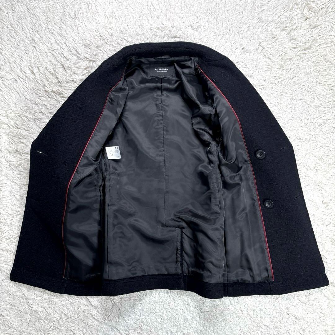 ✨極美品✨バーバリー　ブラックレーベル　Pコート　シャドウチェック　ブラック　M