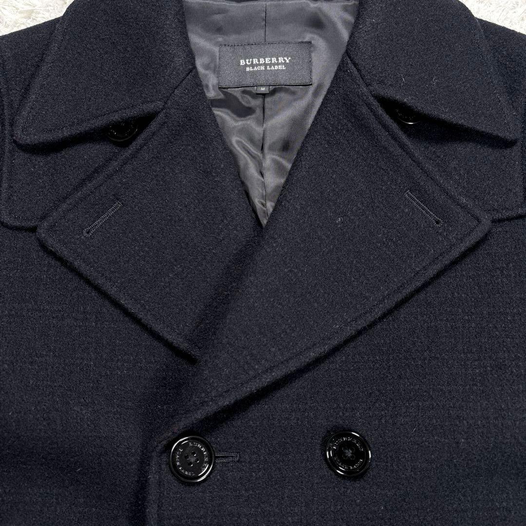 ✨極美品✨バーバリー　ブラックレーベル　Pコート　シャドウチェック　ブラック　M