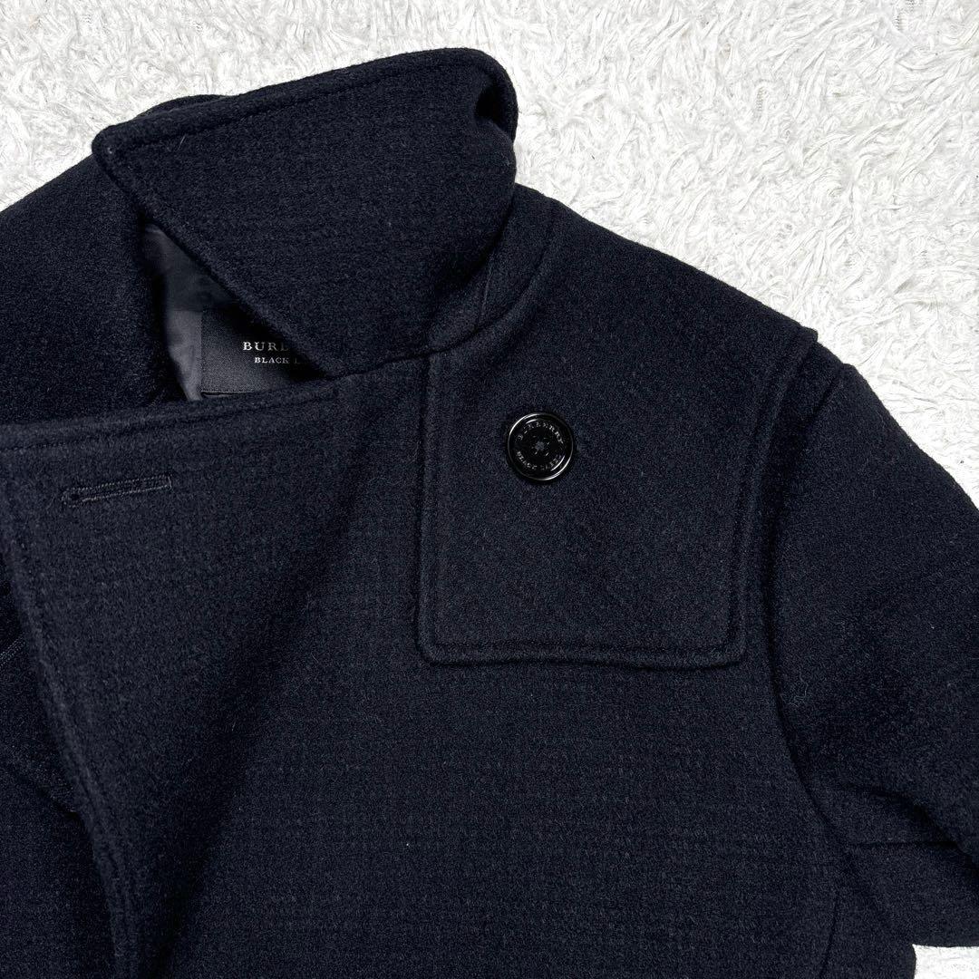 ✨極美品✨バーバリー　ブラックレーベル　Pコート　シャドウチェック　ブラック　M