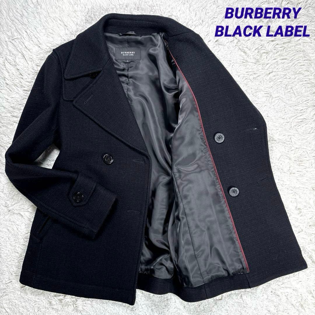 ✨極美品✨バーバリー　ブラックレーベル　Pコート　シャドウチェック　ブラック　M