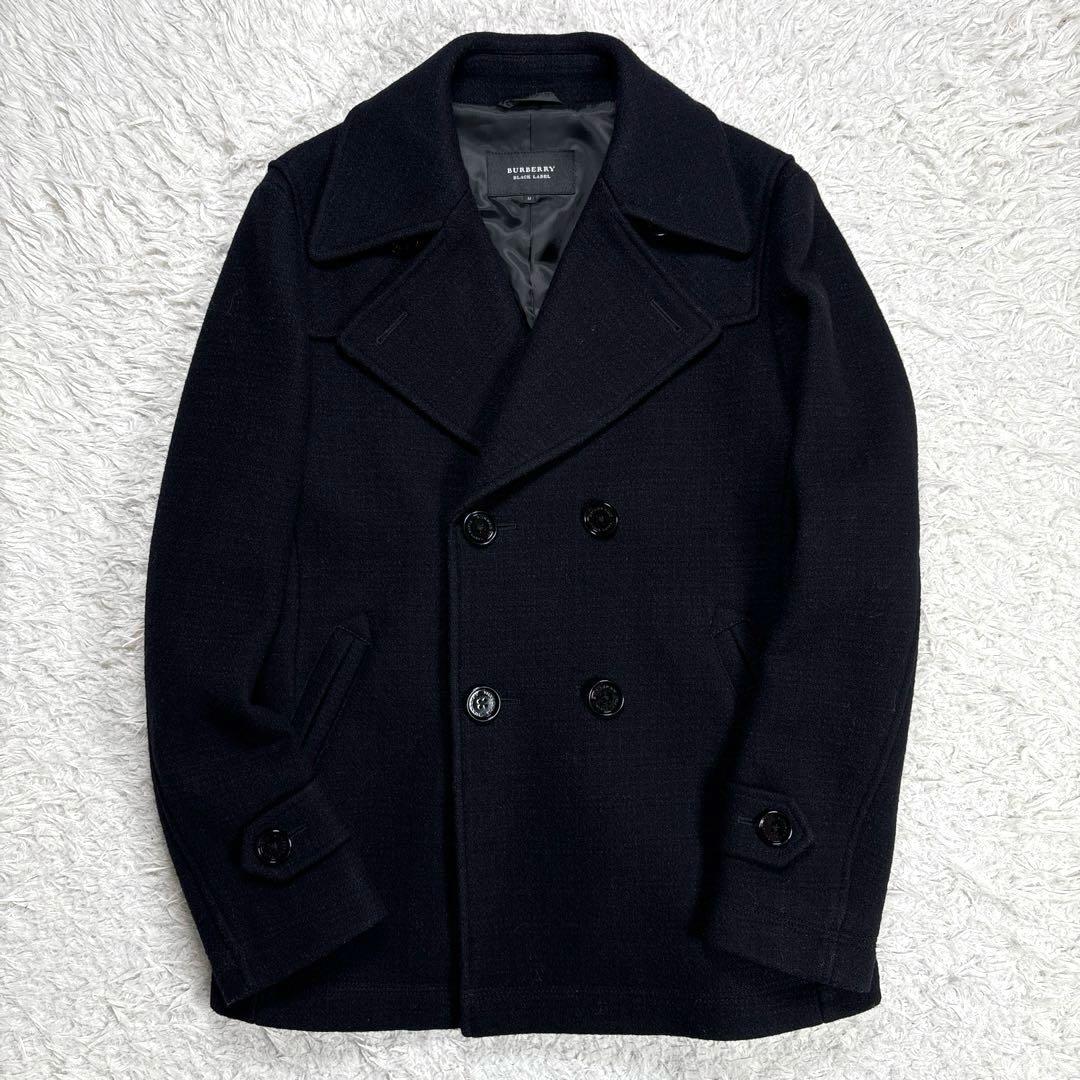 ✨極美品✨バーバリー　ブラックレーベル　Pコート　シャドウチェック　ブラック　M