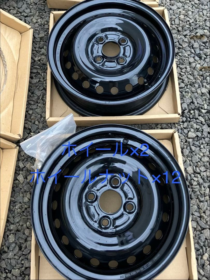 ホンダ純正　14インチ　ブラック塗装スチールホイール2個・ホイールナット×12個