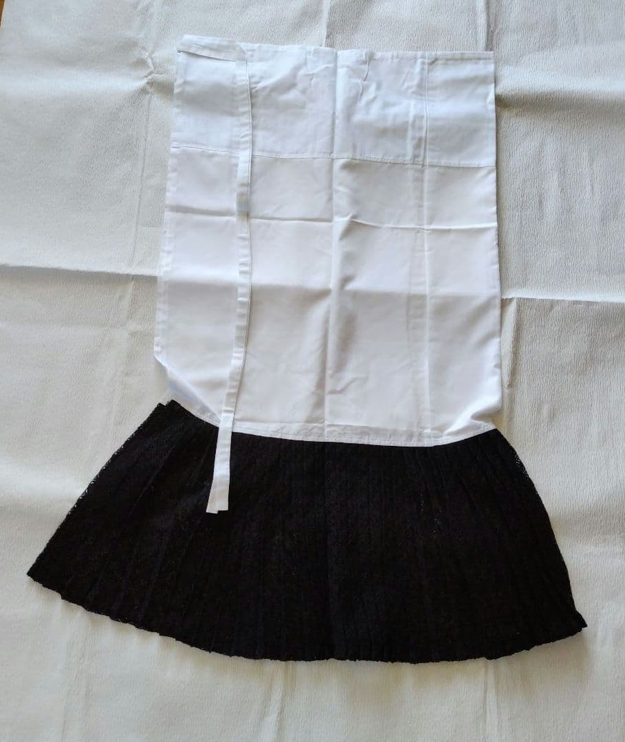 【未使用】黒プリーツレース　裾除　アンティーク着物　MIXコーデ