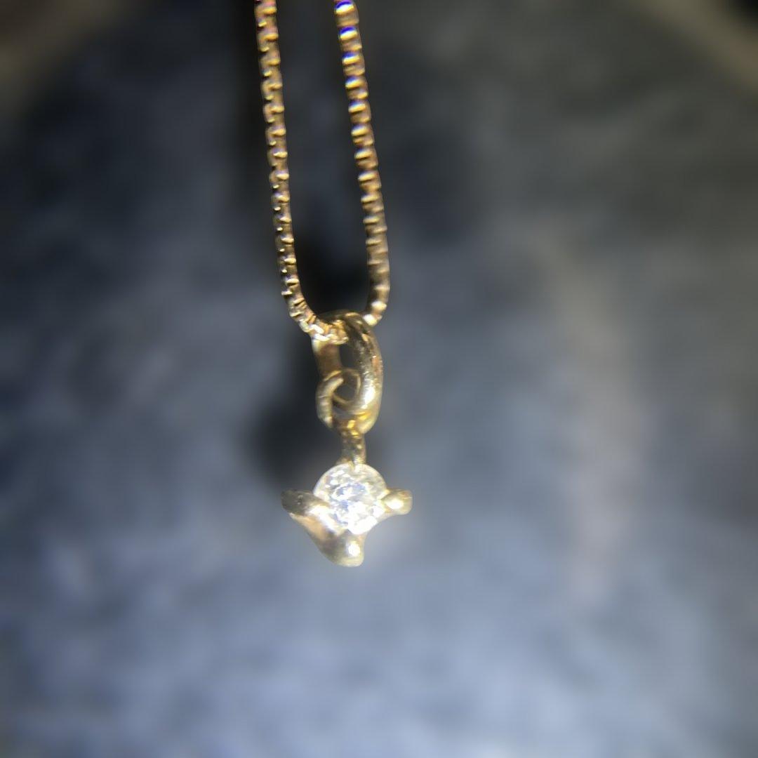 k18ネックレス一粒天然ダイヤモンド