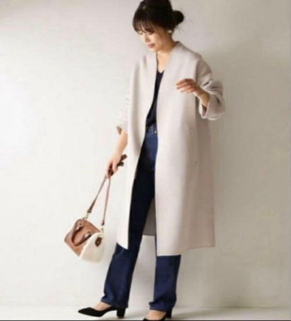 美品　ノーカラー リバーコート　36サイズ