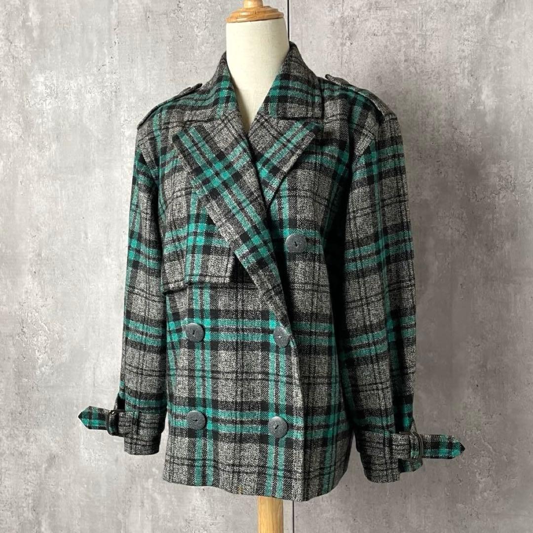 クリスチャンディオール ツイード チェック柄 ウール テーラード ジャケット