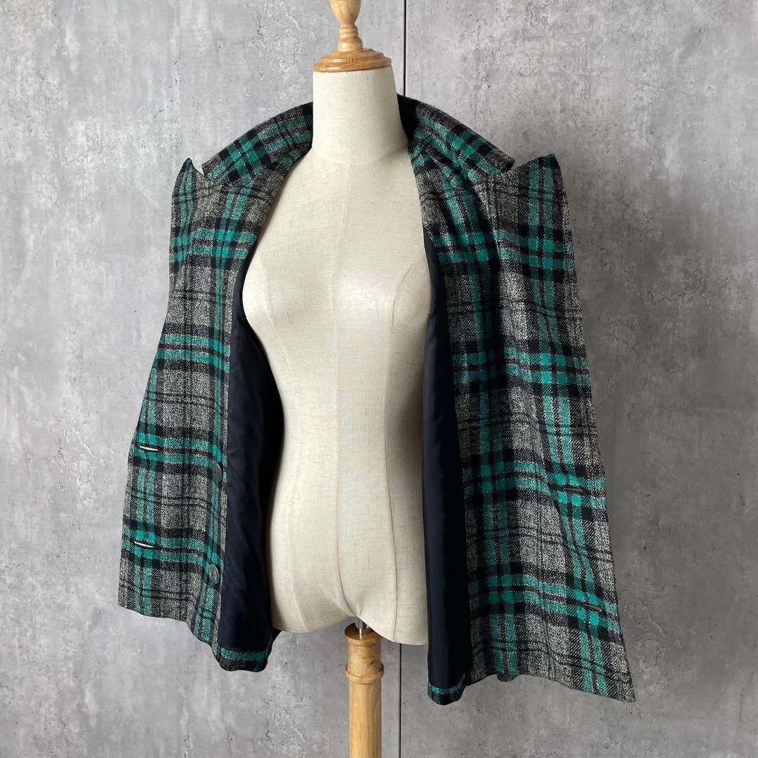 クリスチャンディオール ツイード チェック柄 ウール テーラード ジャケット