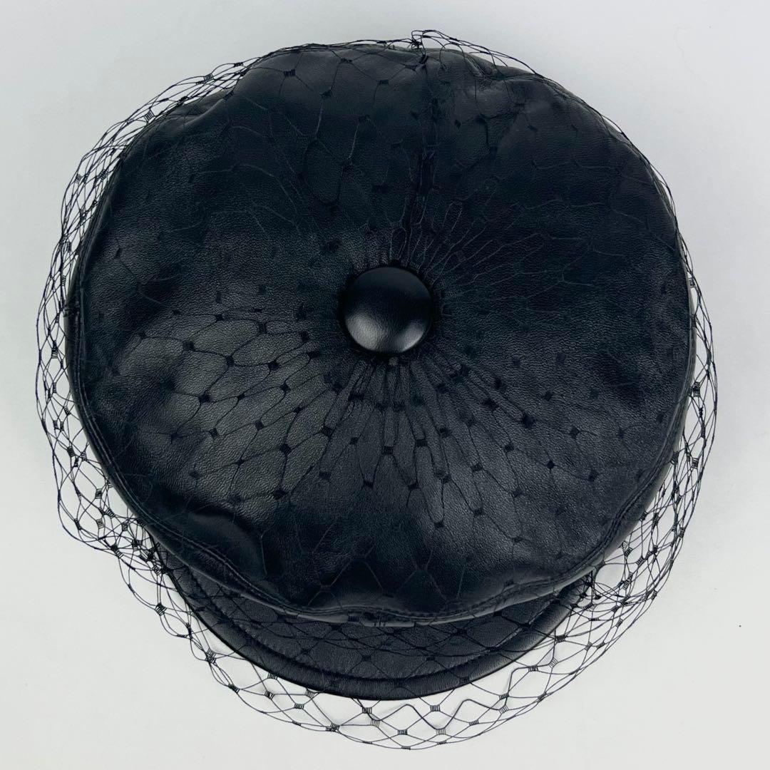 極美品 クリスチャンディオール アーティ キャスケット レザー ベール ブラック
