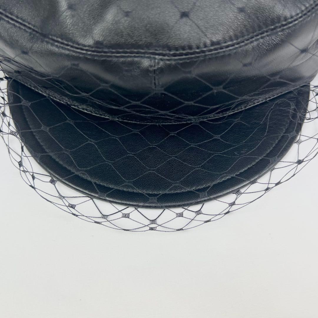 極美品 クリスチャンディオール アーティ キャスケット レザー ベール ブラック