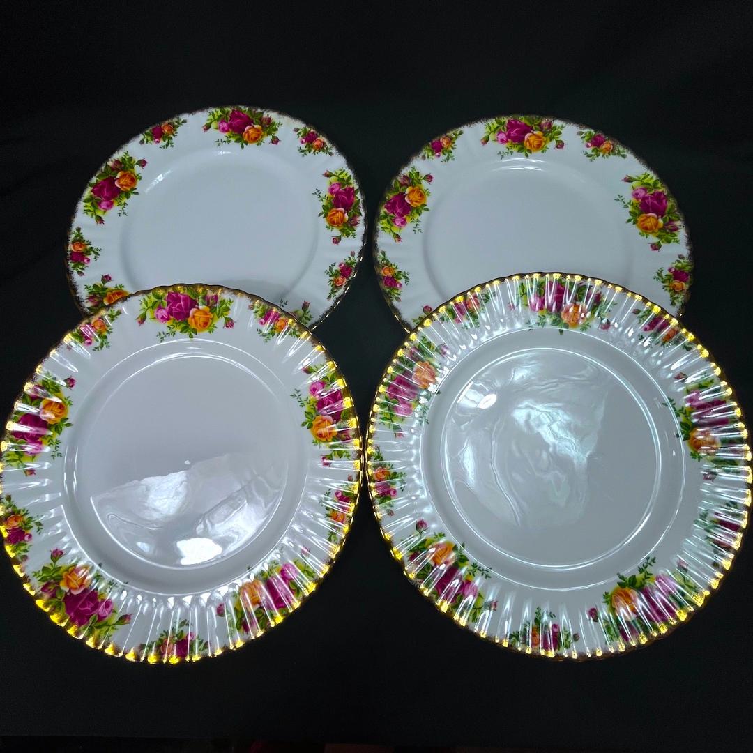 未使用品ロイヤルアルバート オールドカントリーローズ　26.5cmプレート4枚