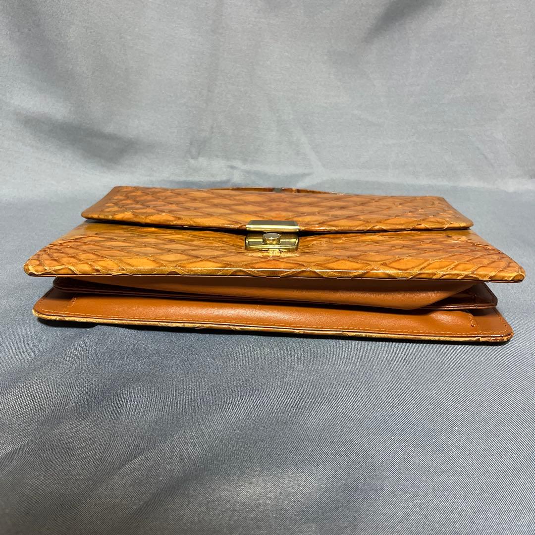 美品✨センザンコウ　ヴィンテージ　クラッチバッグ　キャメル系　エキゾチックレザー