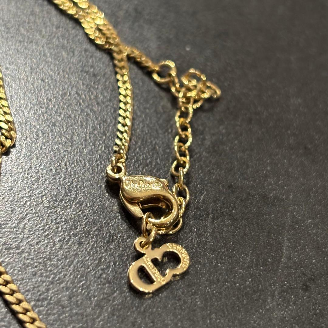 美品　クリスチャンディオール　ラインストーン　ネックレス　ゴールド