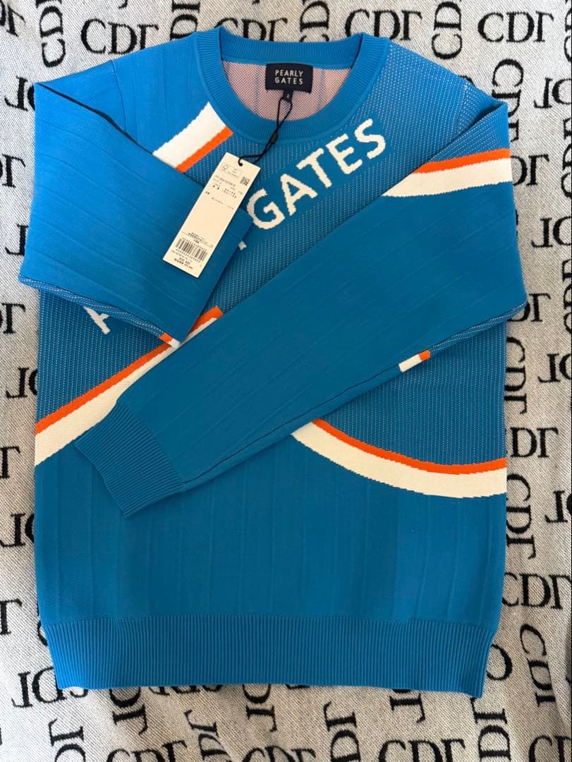 PEARLY GATES 青 ストライプ セーター サイズ2