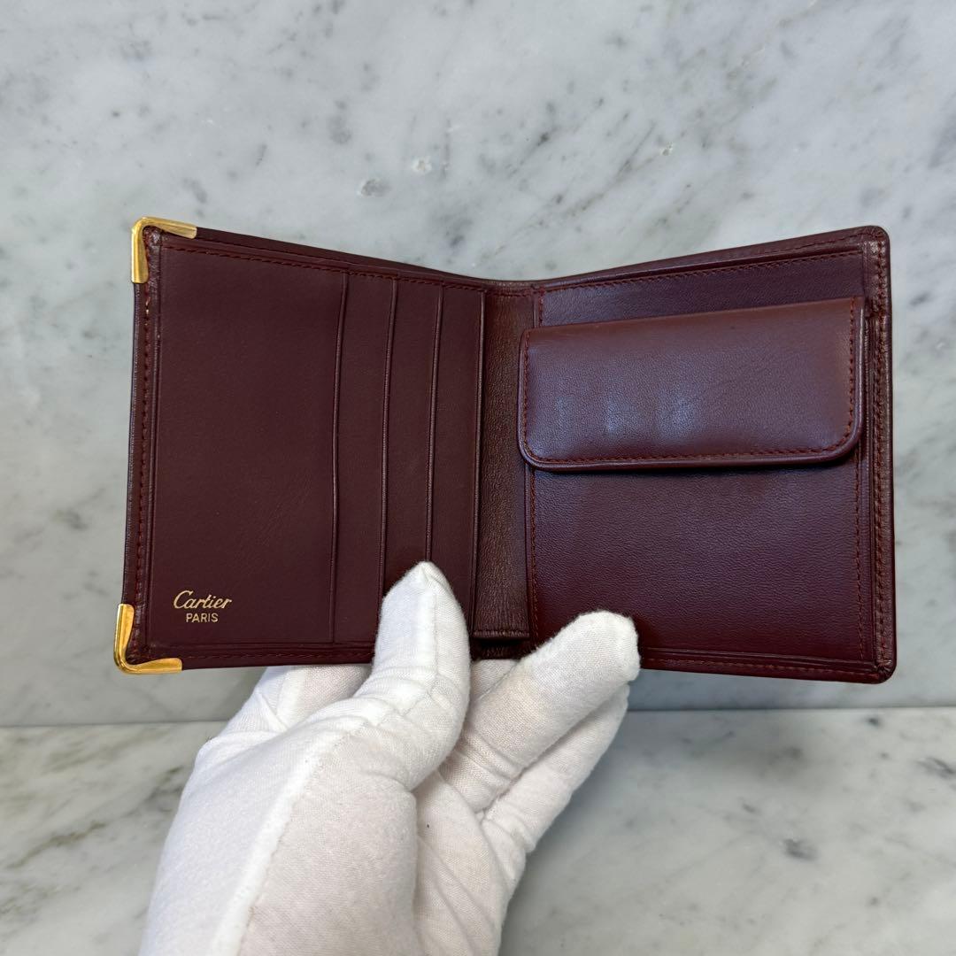Cartier カルティエ 二つ折り財布 本革 レザー マストライン コンパクト