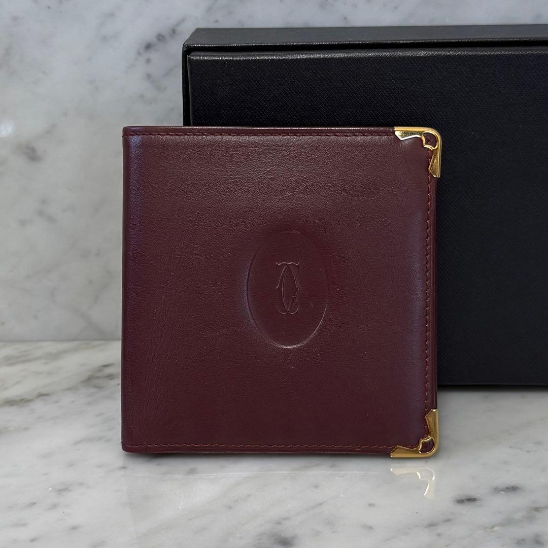 Cartier カルティエ 二つ折り財布 本革 レザー マストライン コンパクト