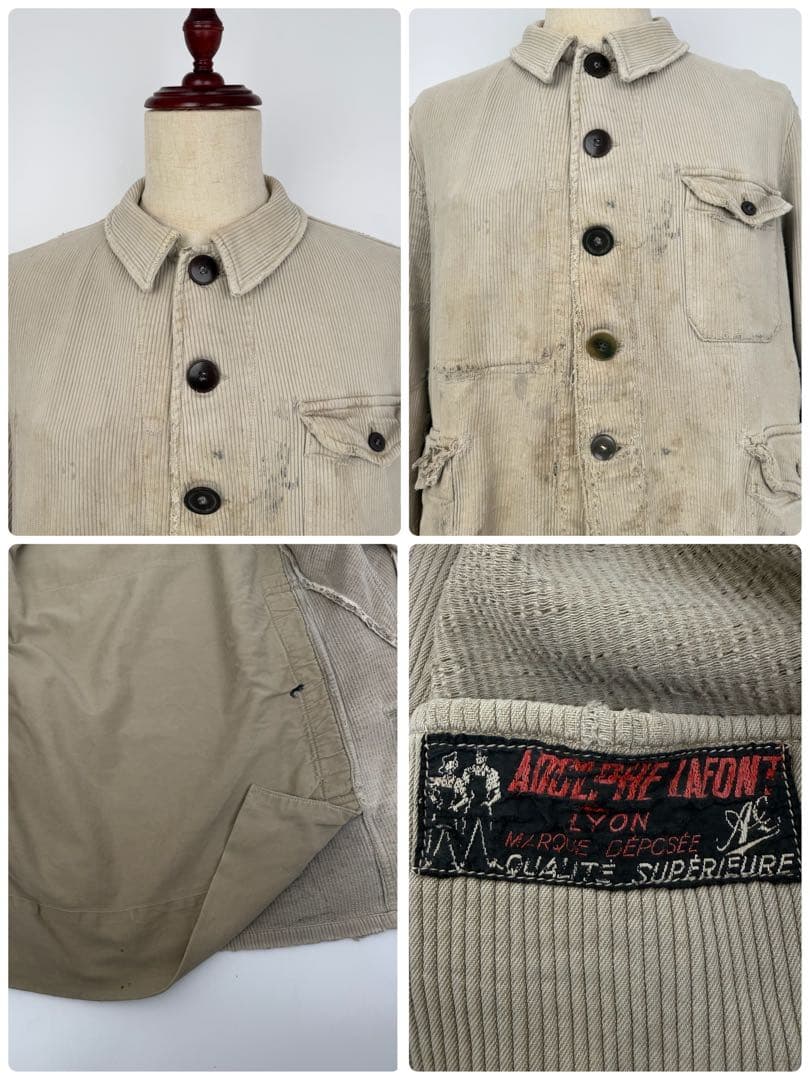 ADOLPHE LAFON 30s 40s ボロハンティングジャケット フランス