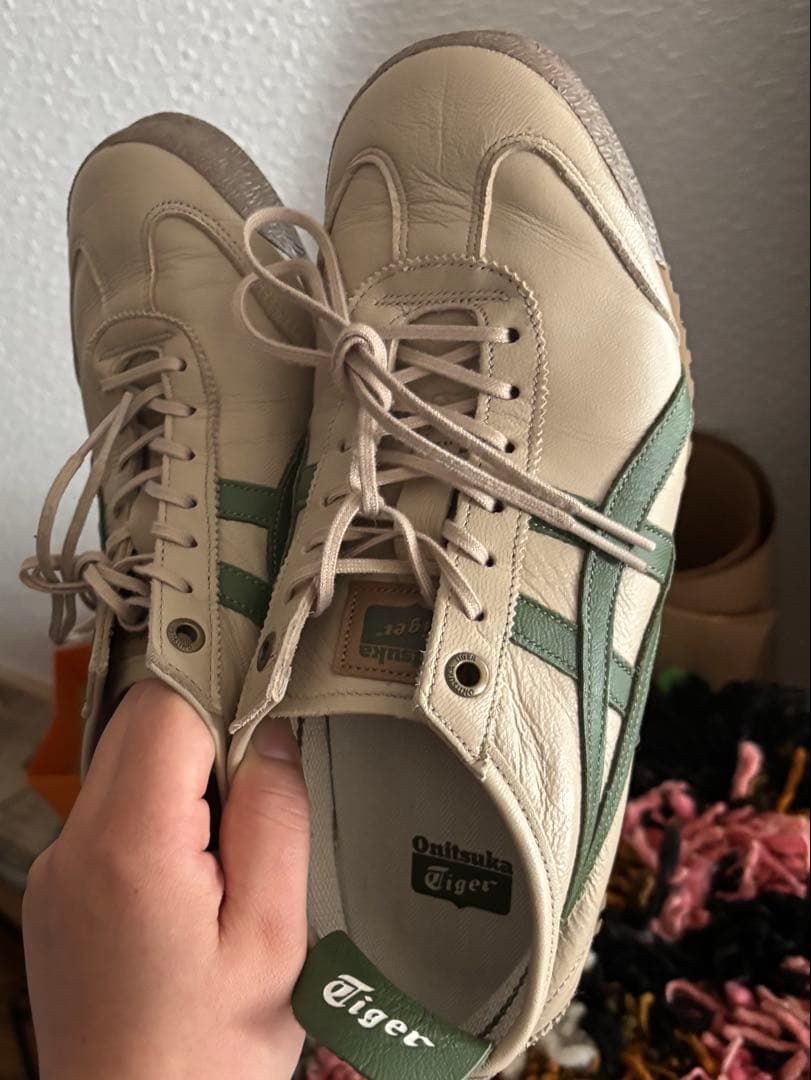Onitsuka Tiger ベージュ/グリーン スニーカー