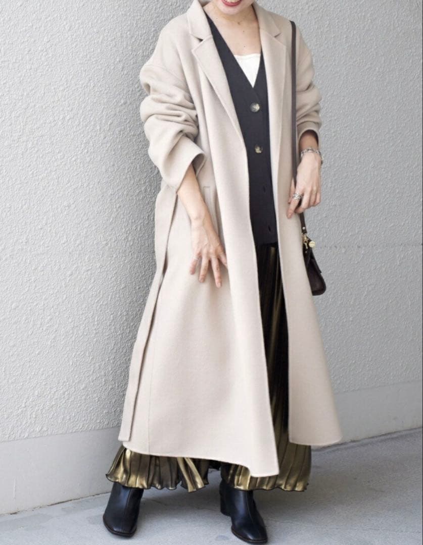 極美品　SHIPSシップス　高級MANTECO リバーコート　ガウン　ベージュ