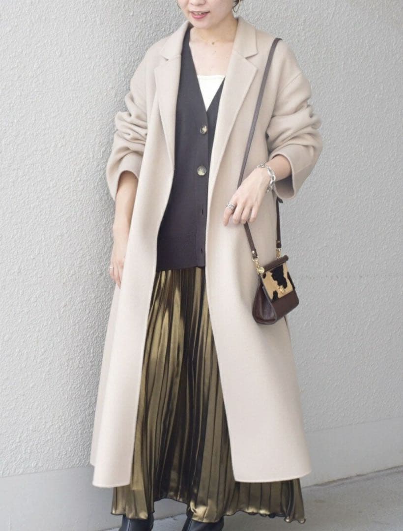 極美品　SHIPSシップス　高級MANTECO リバーコート　ガウン　ベージュ