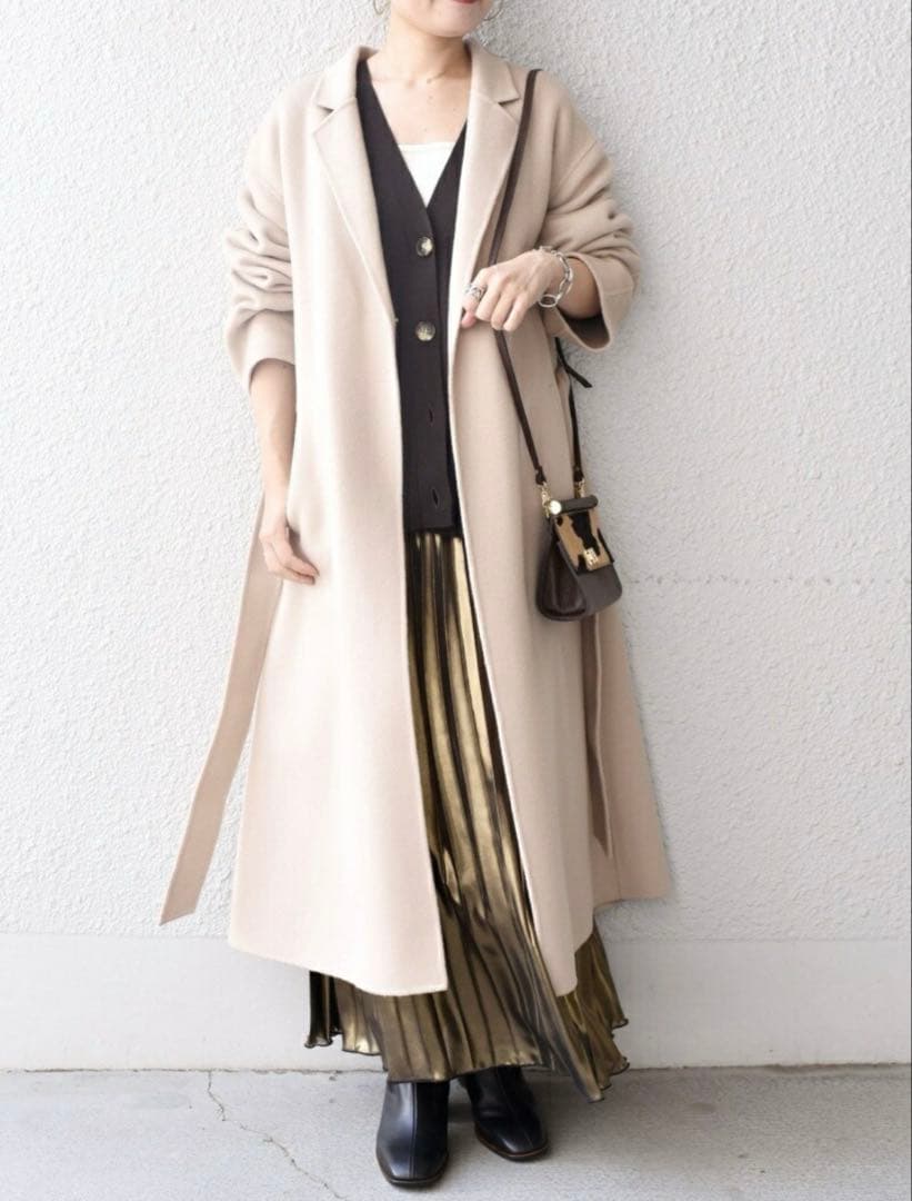 極美品　SHIPSシップス　高級MANTECO リバーコート　ガウン　ベージュ