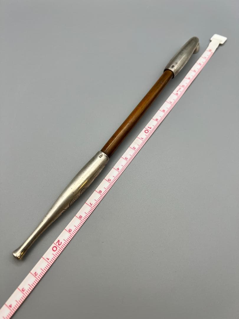 【海】純銀煙管　キセル　一山　瓢箪図　純刻印　銀細工　アンティーク　重量約37g