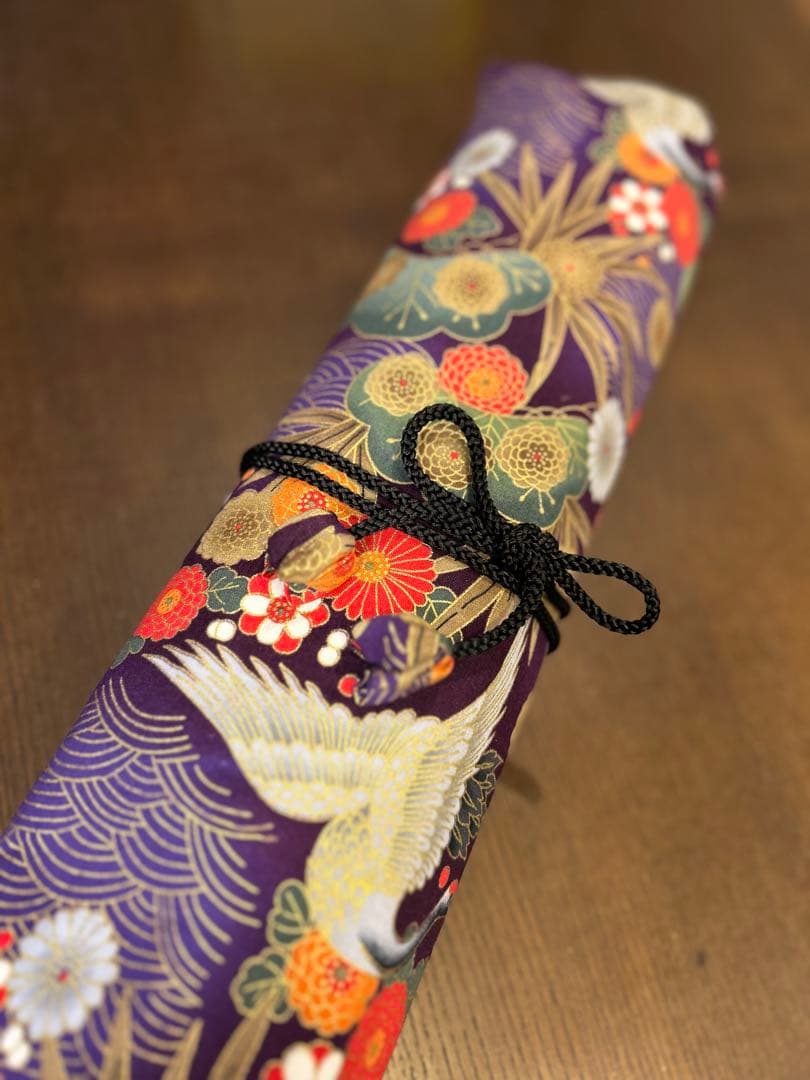 ✴︎ 専用品です　✴︎8本入れ巻き篠笛袋2点（紫鶴）（黒扇）