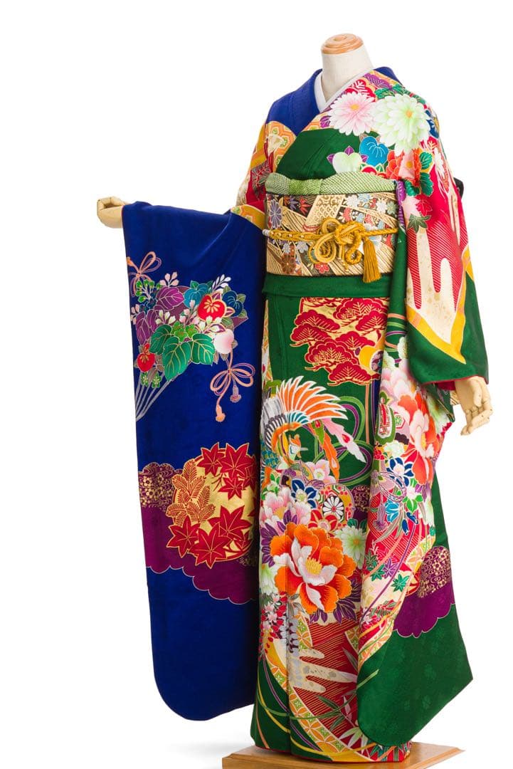 トールサイズ　振袖5点セット　フルセット　花絵巻と鳳凰　豪華刺繍