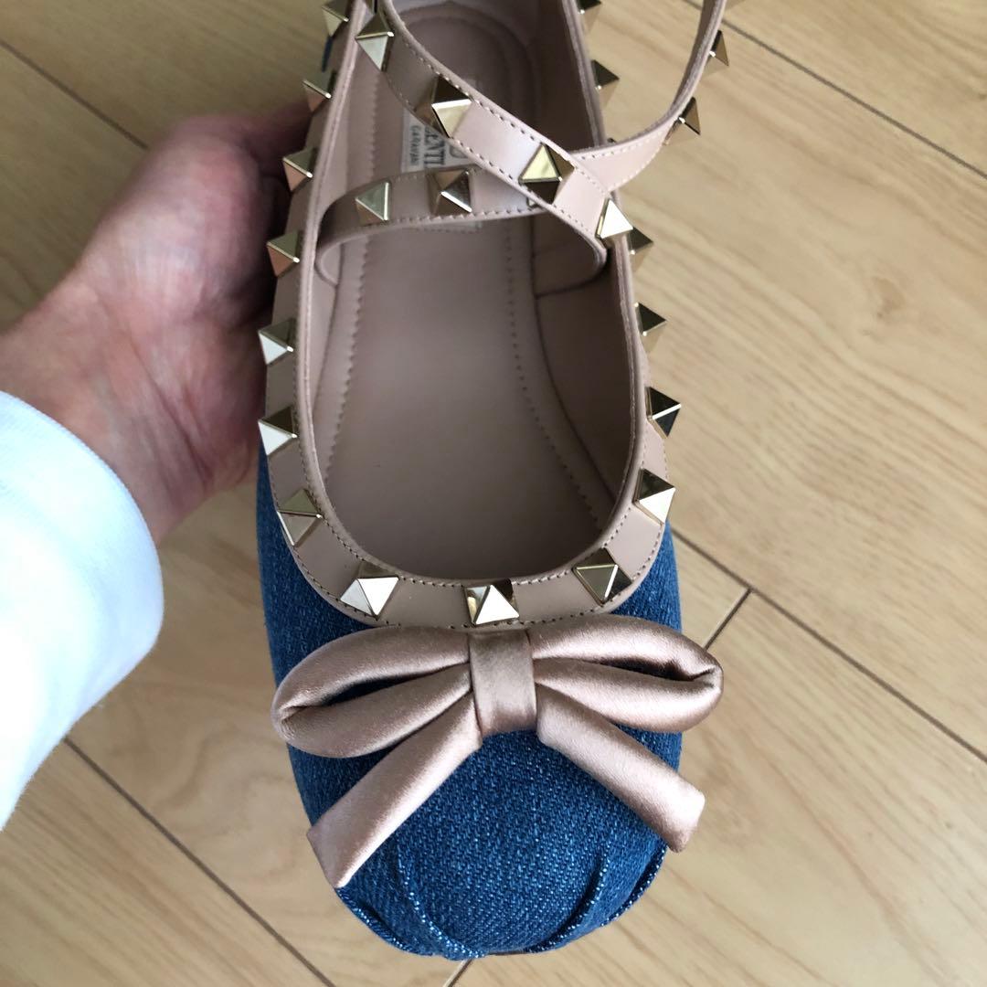 極美品ヴァレンティノ　ロックスタッズバレリーナ　フラットシューズ　バレーシューズ