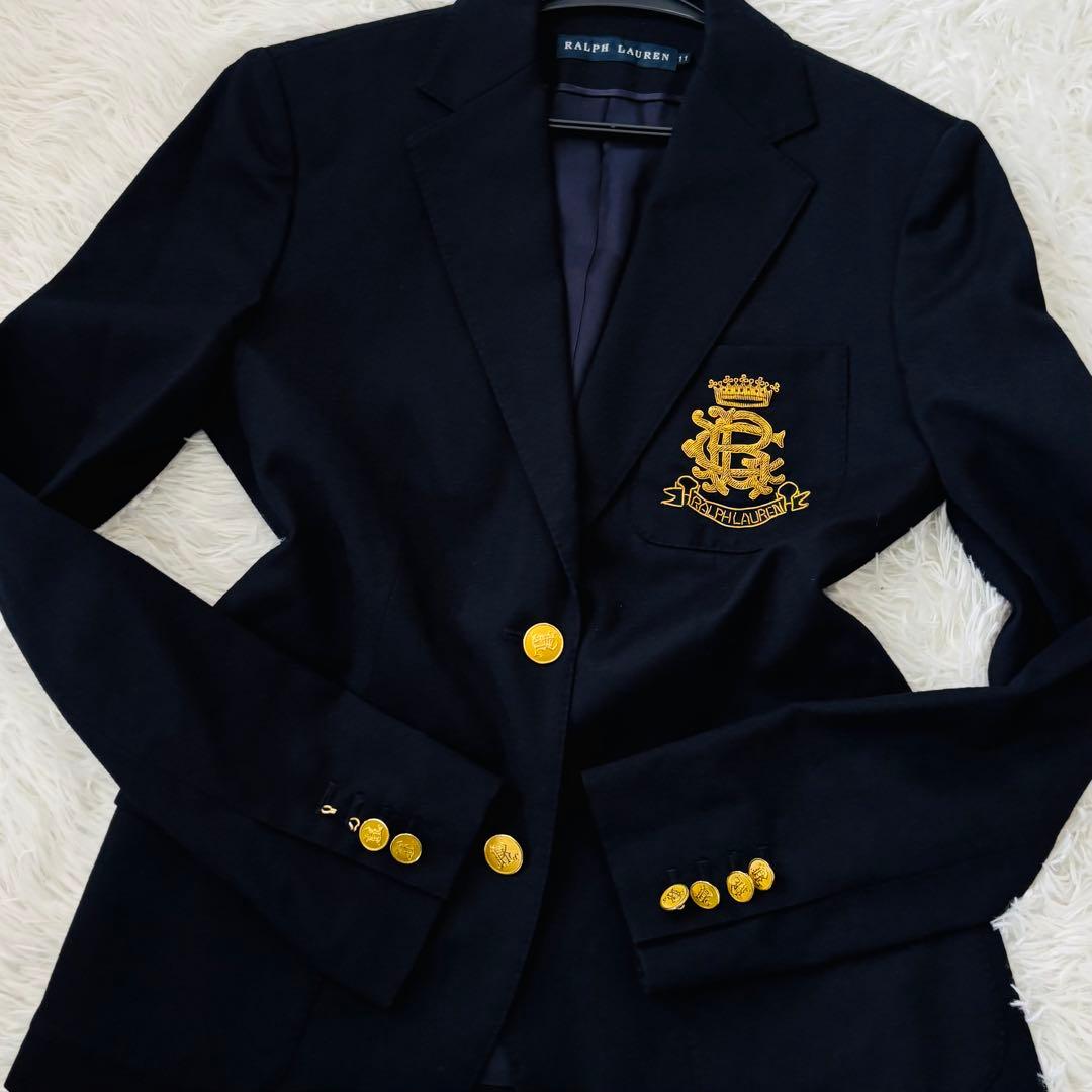 美品✨ラルフローレン 紺ブレザー エンブレム RLロゴ 金ボタン11号