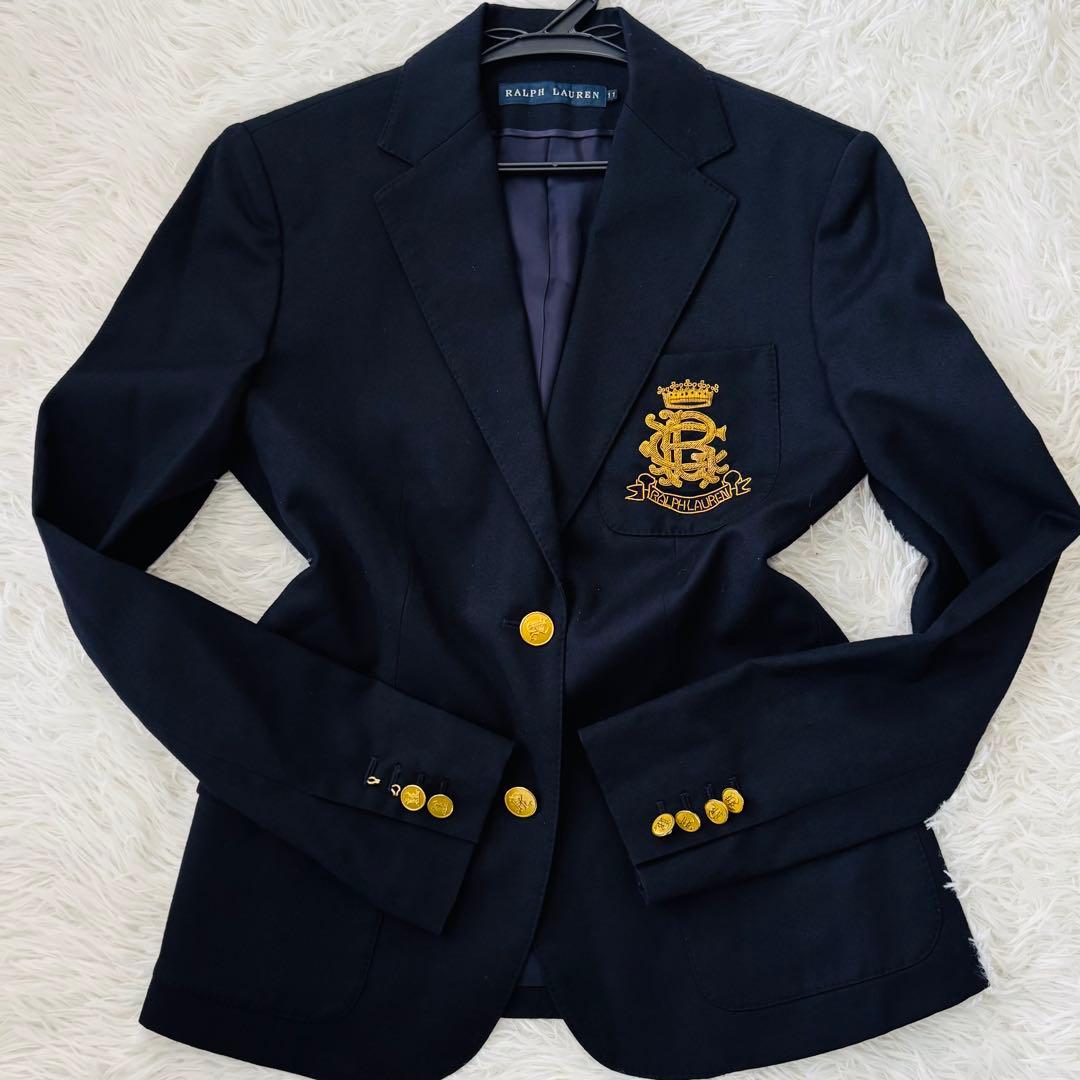 美品✨ラルフローレン 紺ブレザー エンブレム RLロゴ 金ボタン11号