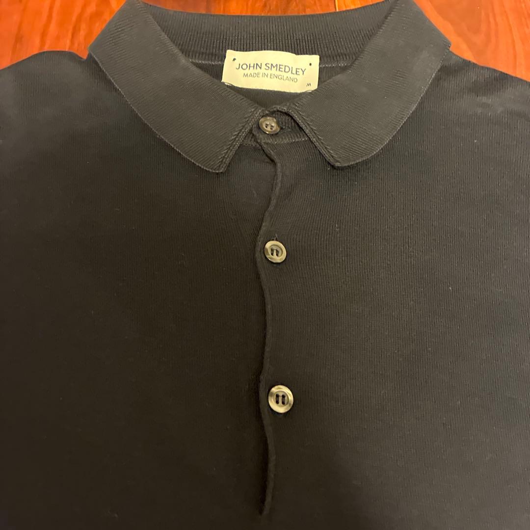 ジョンスメドレー シーアイランドコットン ニットポロ ネイビー
