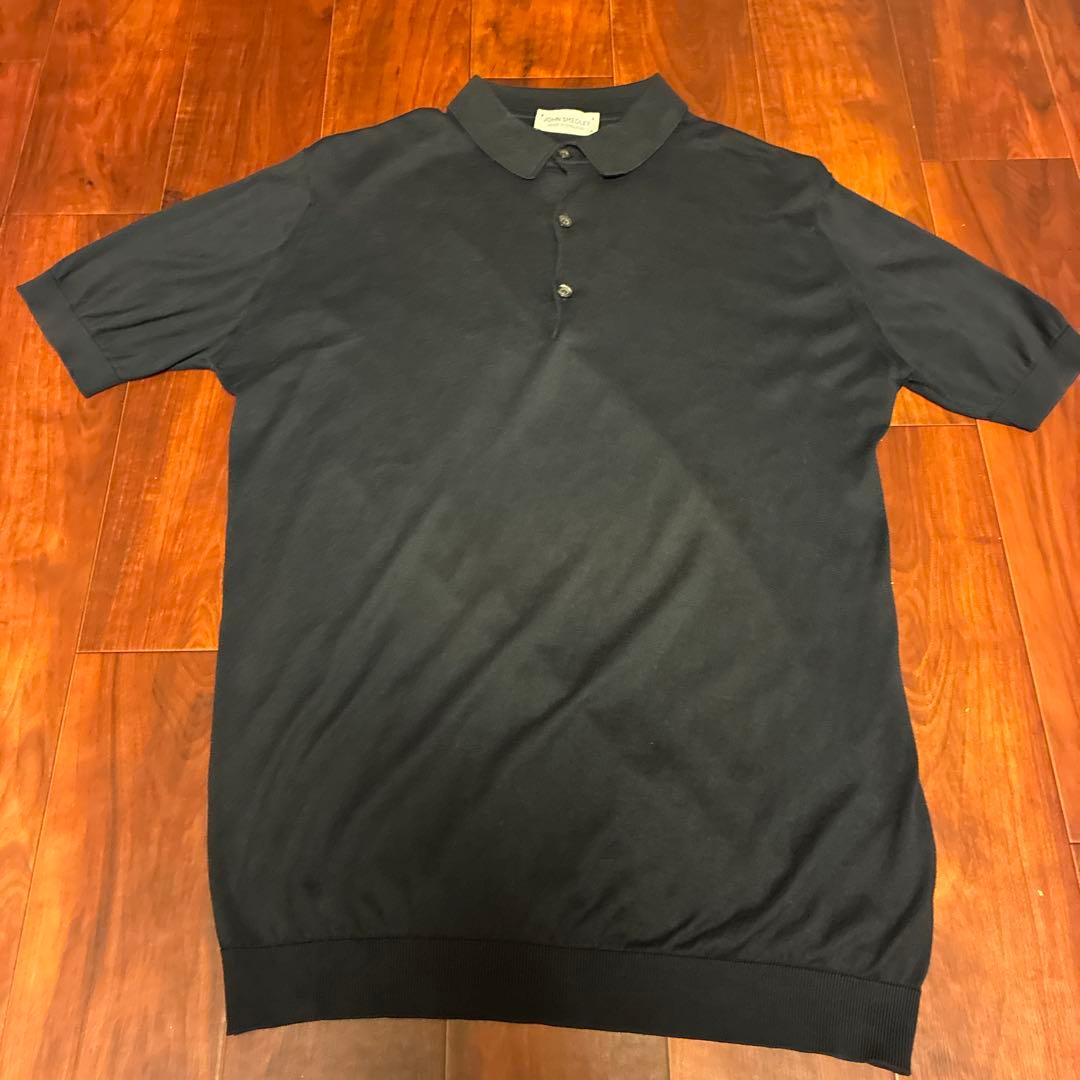 ジョンスメドレー シーアイランドコットン ニットポロ ネイビー