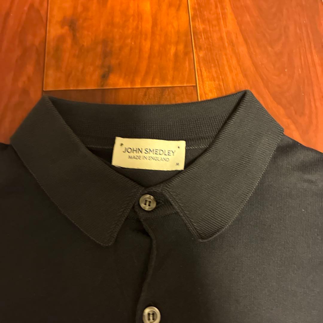 ジョンスメドレー シーアイランドコットン ニットポロ ネイビー