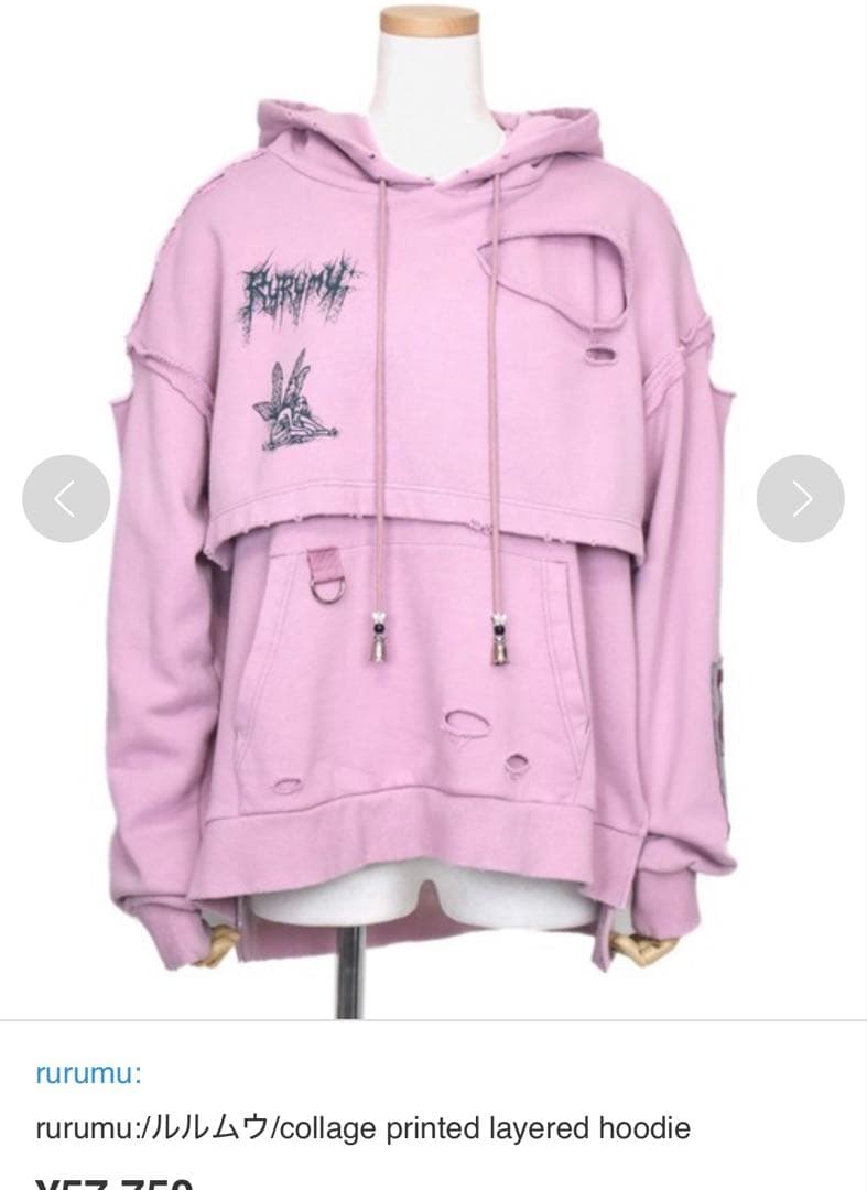 今季rurumu:/collage printed layered hoodie