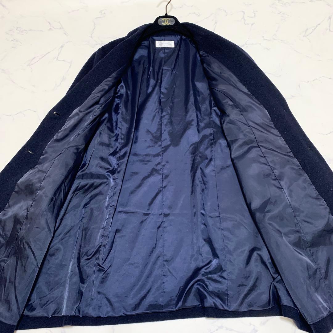 【カシミヤ　特大4L!】フルールバイミントブリーズ　チェスターコート　ネイビー