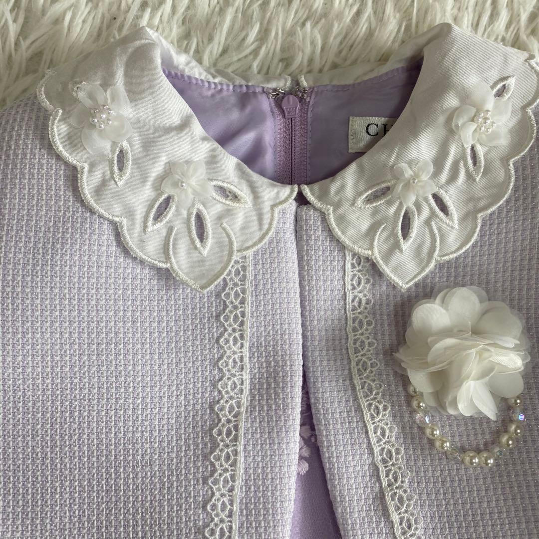 【美品】ショパン　フォーマル3点セット　ワンピース　ボレロ　パープル 120cm