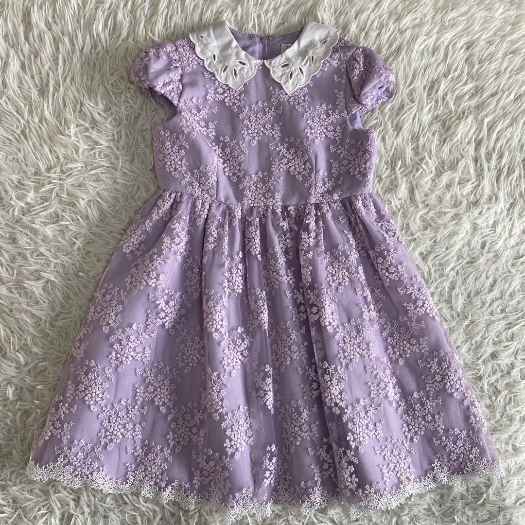 【美品】ショパン　フォーマル3点セット　ワンピース　ボレロ　パープル 120cm