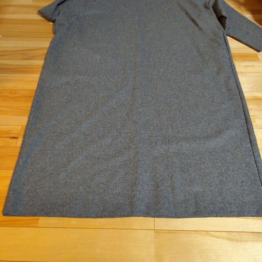 ミズイロインド　ウール混ボックスワンピース　ロング　コクーン　スキッパーカラー