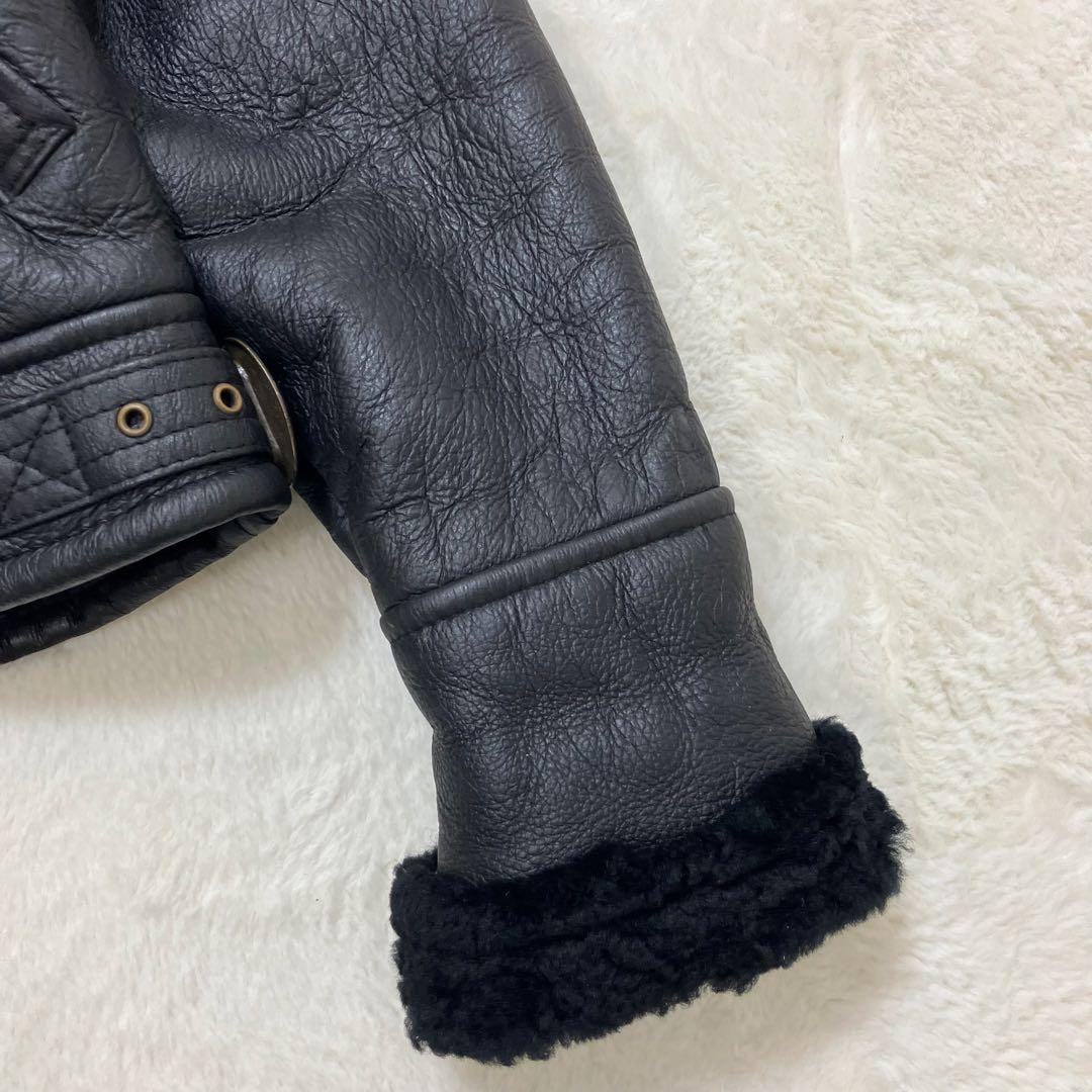 未使用級✨バナナリパブリック B-3 ジープスキン 本革 ムートンジャケット 黒