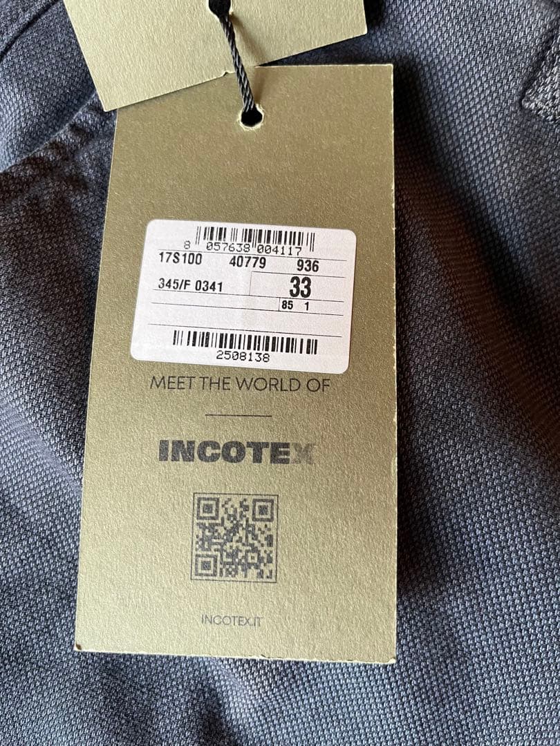 新品/INCOTEX（インコテックス）SLIM ストレッチパンツ/33/ネイビー