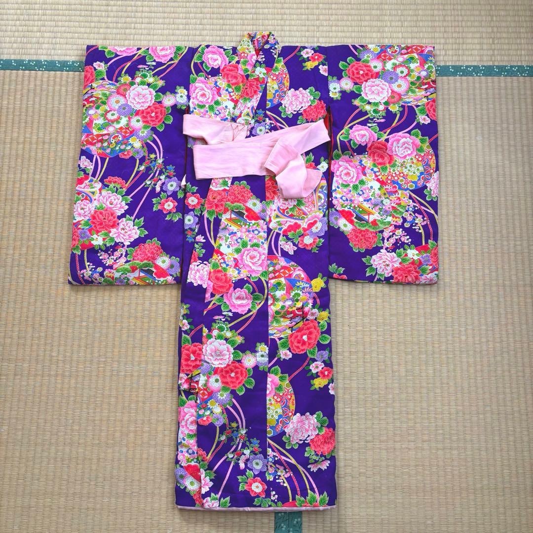 アンティーク着物 だらり帯 髪飾り足袋 セット 七五三 3歳用